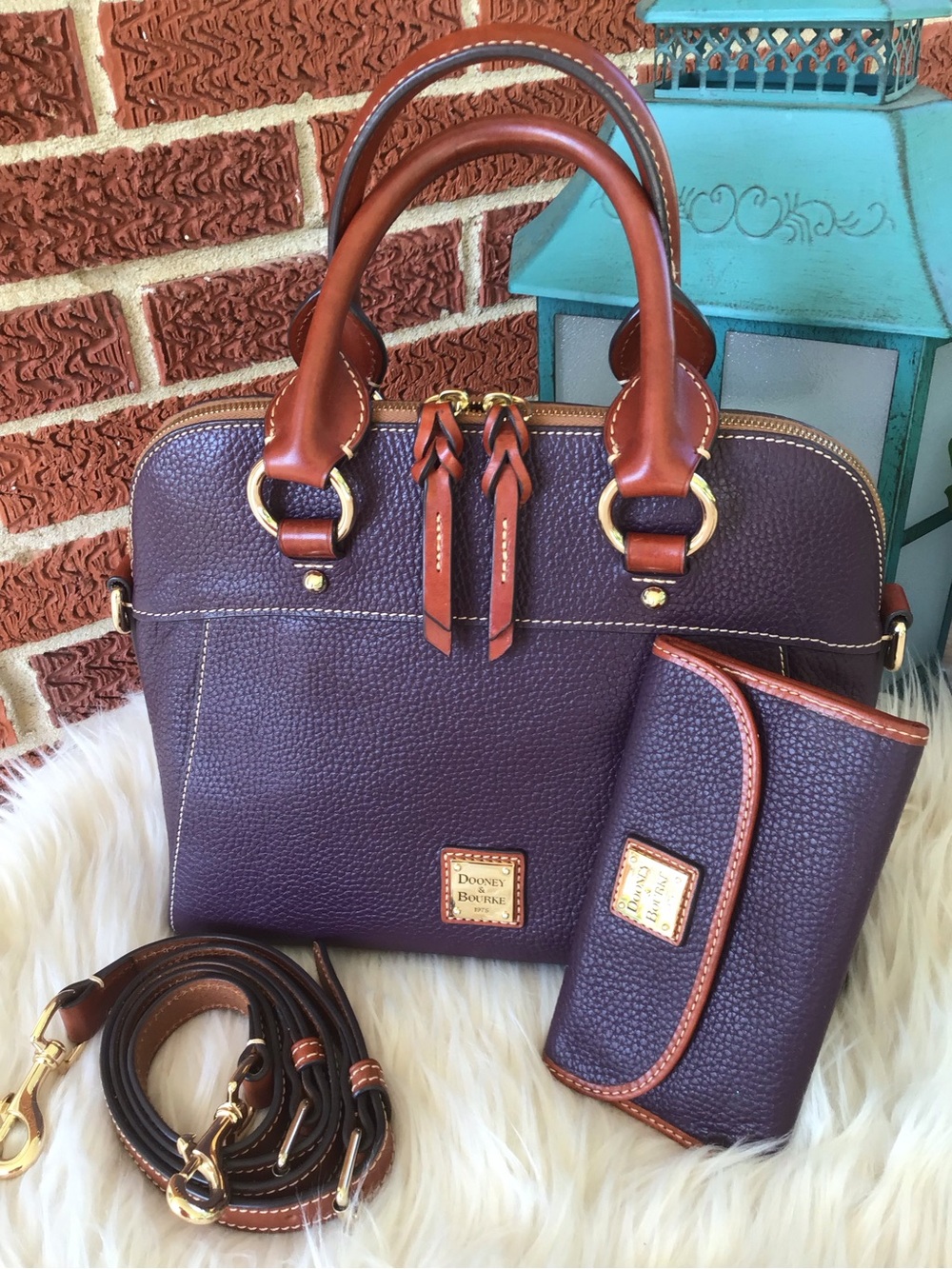 Dooney SET Cameron Satchel & Wallet Plum Wine - Picture 1 of 16